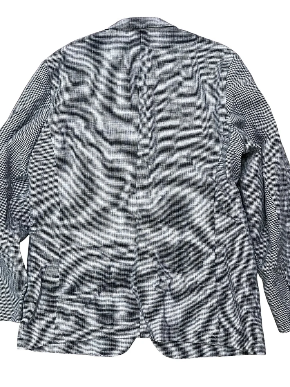 J.Crew Thompson Blazer Jacket Mens 44R Unconstructued Linen Houndstooth Gray NEW